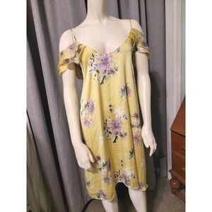 NWT Nordstrom's Vanity Room Flutter Drop Sleeve Yellow Floral Whimsical Dress XL